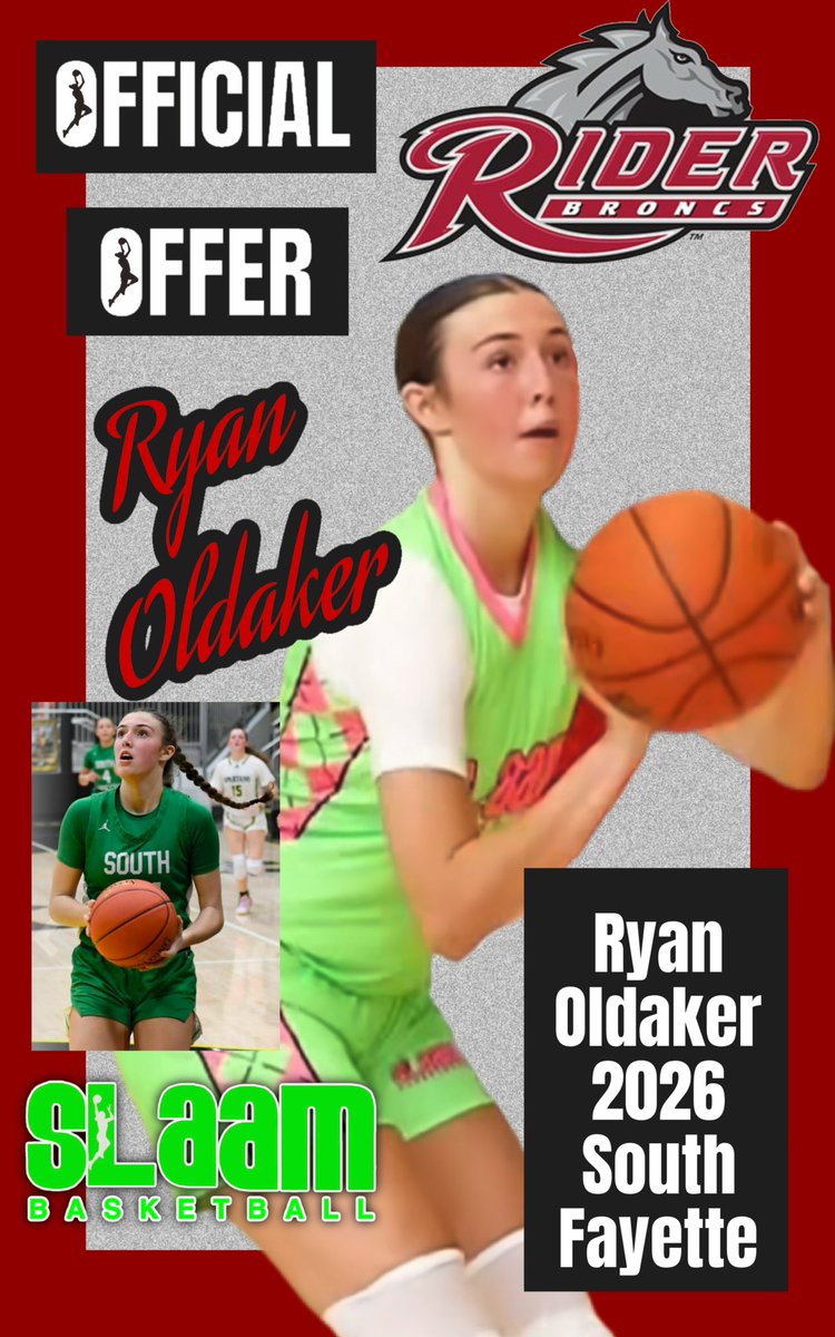 SLAAMBASKETBALL's tweet photo. ๐จ BIG NEWS #SLAAMFam! ๐จ @ryan_oldaker has officially received an offer to play for @jhartzell44 & the Boncs at @RiderWBB! ๐๐ฅ Huge congrats to our 2026 South Fayette star! ๐ Keep shining, Ryan! ๐ช @Slaam26morreale @SelectEventsBB @SF_GirlsHoops #RiderBroncs #SLAAMBasketball https://t.co/d2qXQRnHuv