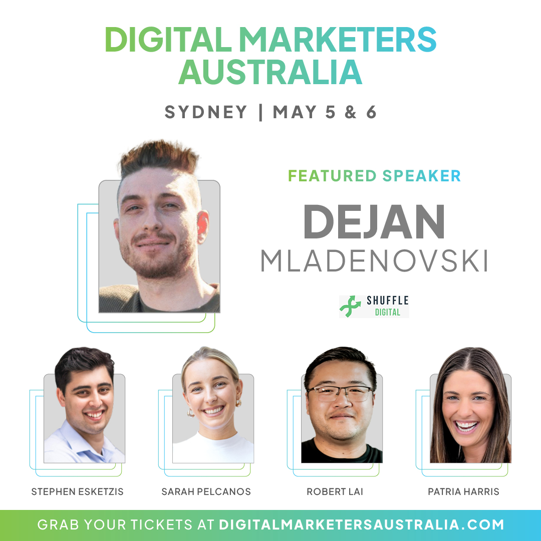 My marketing Peeps get excited for DMA!!! I will be speaking on Tuesday the 6th of May, come down it should be an epic event run by a legend in the Marketing world Stephen Esketzis

Get your tickets at: digitalmarketersaustralia.com