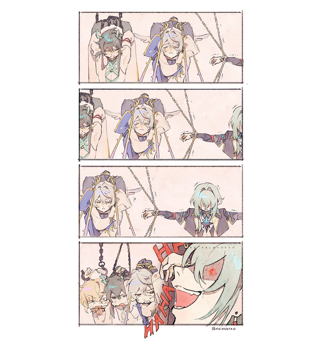 rainubrew's tweet image. One of them is not like the others 🤨
#anaxa #HonkaiStarRail #hsrcreators