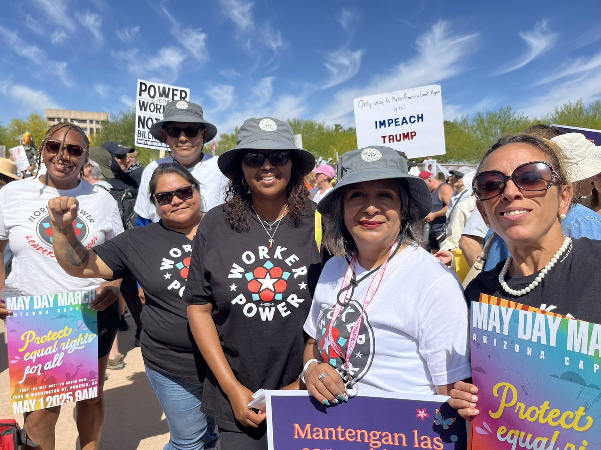 WeAreWrkrPwr's tweet image. Phoenix!! Workers and unions asked community to turn out in solidarity this May Day and y’all TURNED OUT! Thousands of people at the Capitol from all walks of life, on a weekday and in the heat, no less. 

This is what solidarity looks like😎
#MayDay2025