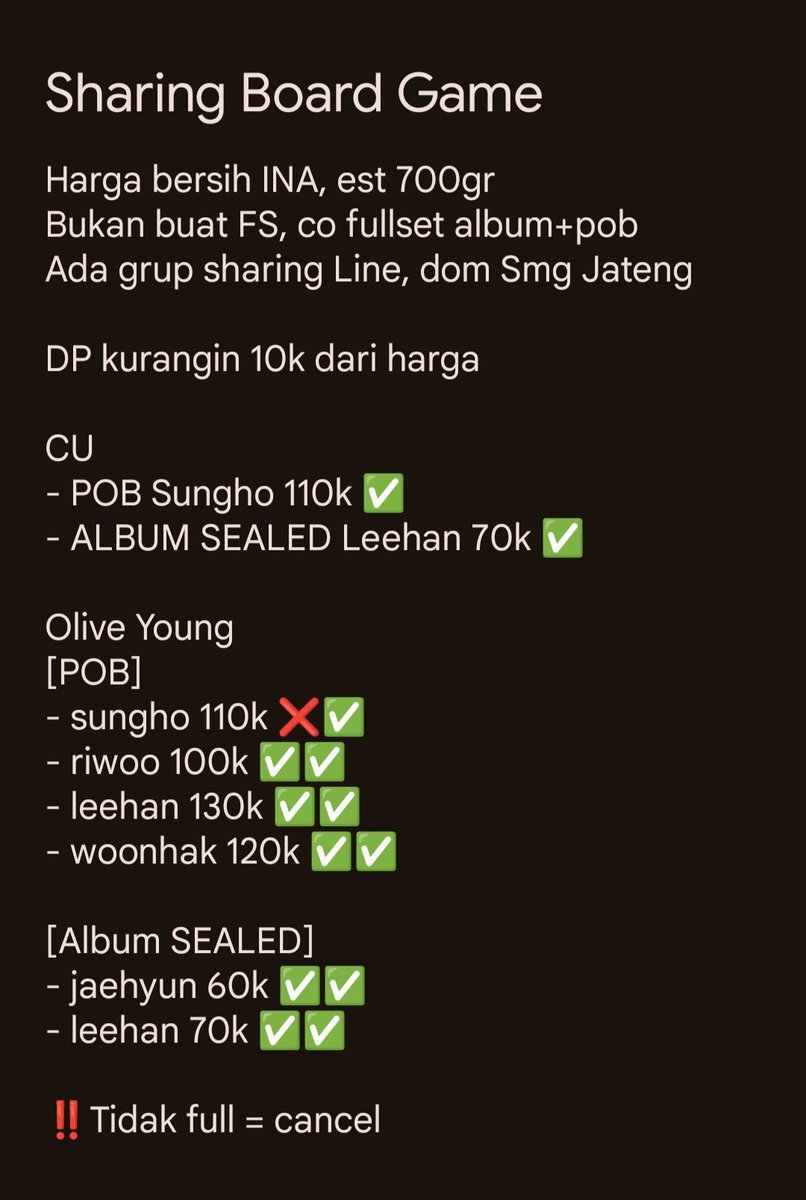 #1Dsell CU 2 lagi full yuk, bisa CO
Yang cari Olyoung masih ada~