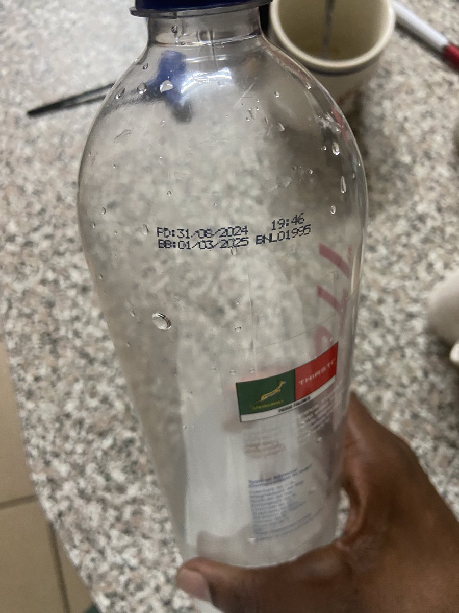 Dear <a href="/ThirstiW/">THIRSTI WATER</a> 

I was disappointed when I got home and my water didn’t sparkle 

I bought 1.5l Thirsti Sparkling water <a href="/CheckersSA/">Checkers</a> hyper at Centurion the water had gone passed it’s BB