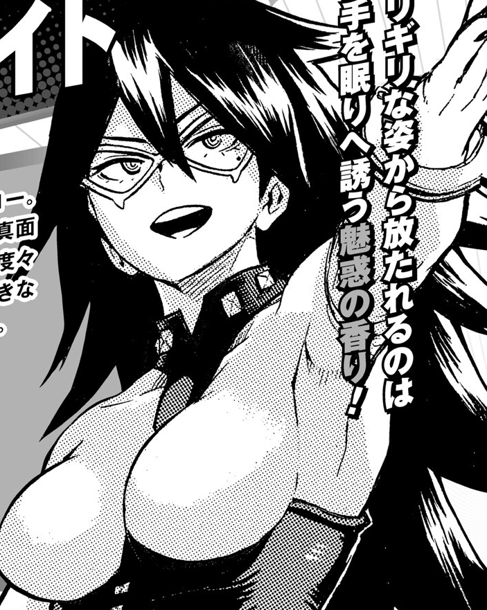 "A pro hero dressed in a daring outfit. Despite her appearance, Midnight was serious about her work and was deeply trusted by students. Even after her death, she is often featured in specials, and many still list her as their favorite hero."