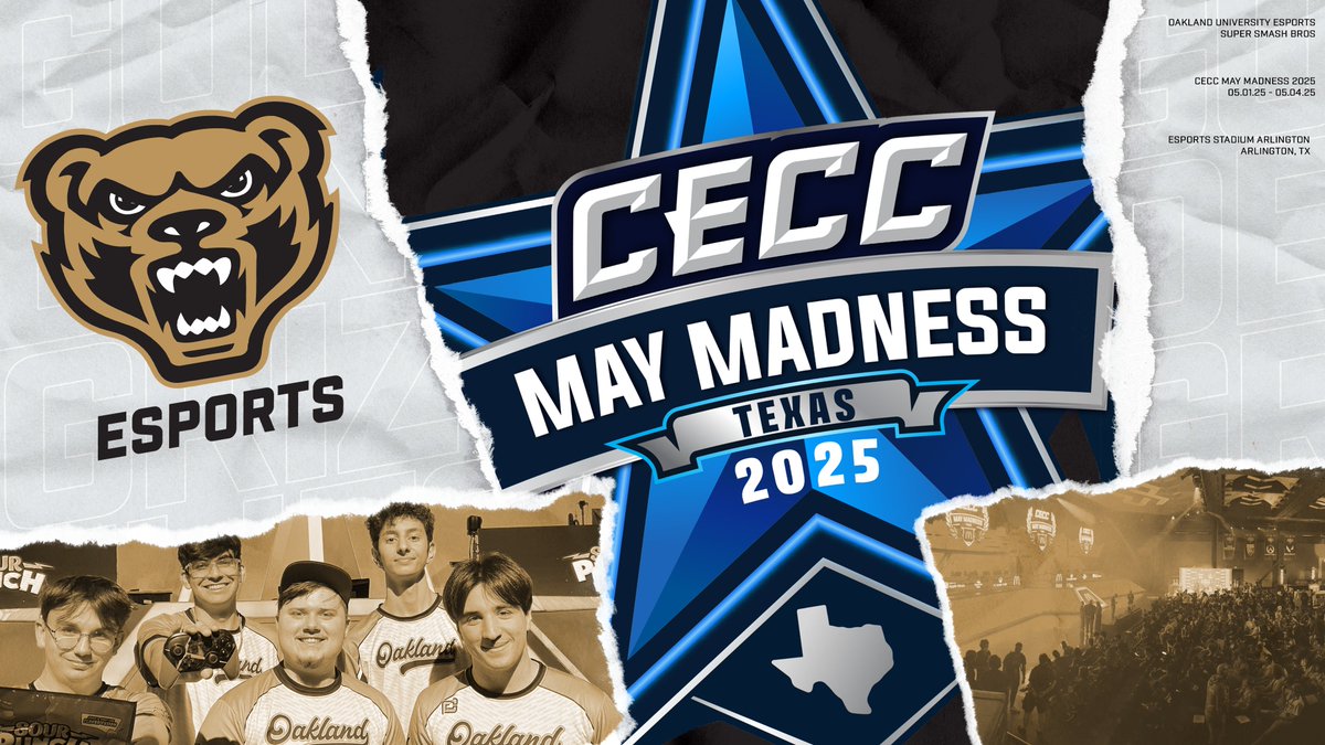 Your Golden Grizzlies Smash Bros Team is in Arlington, Texas this weekend for CECC May Madness 2025!

Day 1 has arrived and we are ready to take down some of the best teams in the nation.

It all comes down to this.

#GoGrizzlies #OaklandEsports #CECCTexas2025 #CECCMayMadness