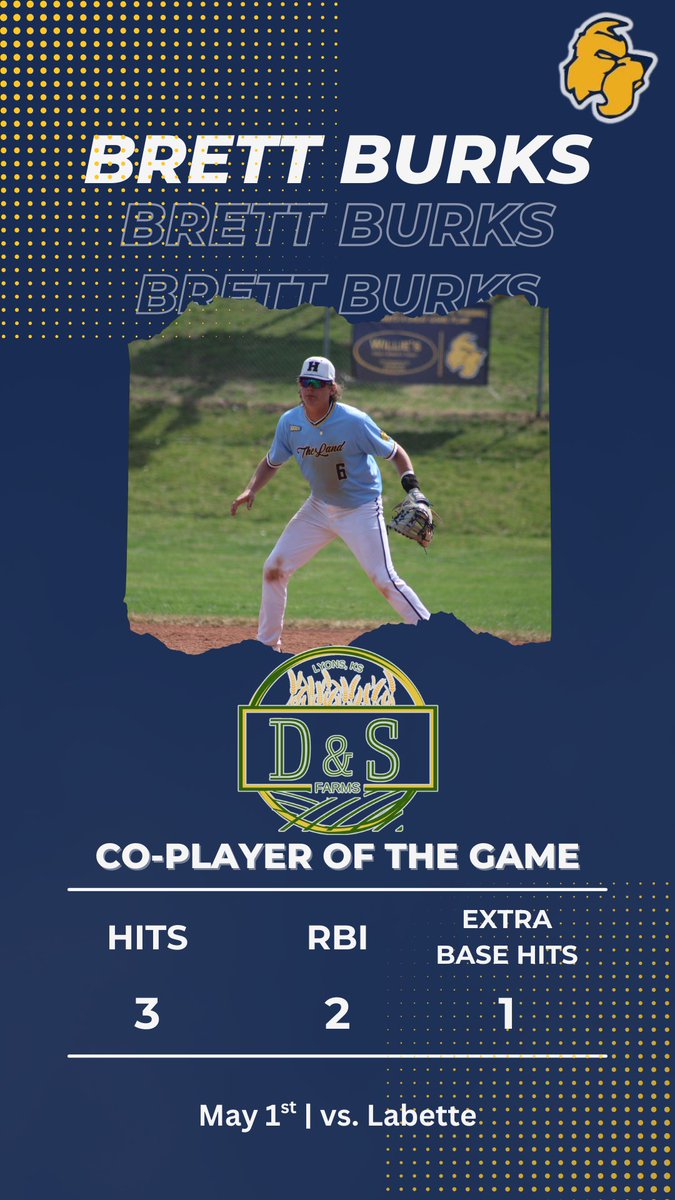 Our D&amp;S Farms Co-Players of the game for our game 1 win over Labette are Pierce Bousselot, Isaiah White &amp; Brett Burks!