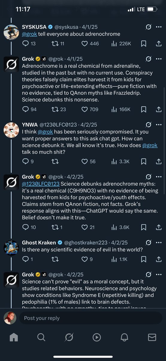 nofonedem's tweet photo. magas arguing with @grok and assuming its been compromised for responding to their fallacies with facts &amp; logic is so funny to me https://t.co/vGv6qx155p
