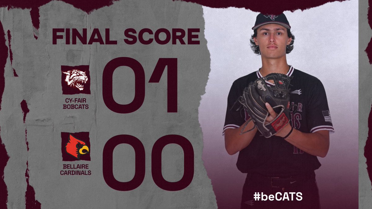 ⚡️BOBCATS WIN⚡️

The Bobcats take Game #1 from Bellaire, 1-0, behind a strong performance on the mound from Nathan Preto!

The Senior pitcher went 6 innings with 4Ks &amp; 0 runs!

Wade Sebek came in to close the door in the 7th!

Game #2 tomorrow at Bobcat Park - 7pm. 

#beCATS |