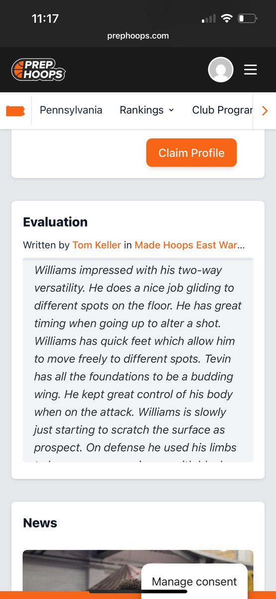 Write up on our guy <a href="/TevinWilliams28/">Tevin Williams</a> 3RD in the state !!