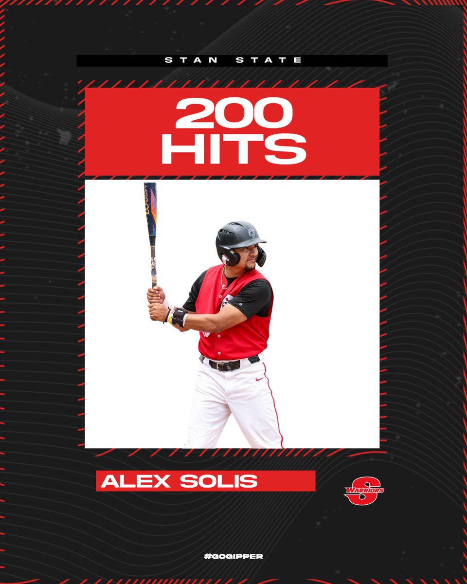 With his second hit of the game in the seventh inning tonight at Chico State, Alex Solis now has 200 for his career which places him third on the Warrior all-time list. He holds the career record with 52 doubles and 302 total bases in the NCAA D2ERA of Warrior baseball.