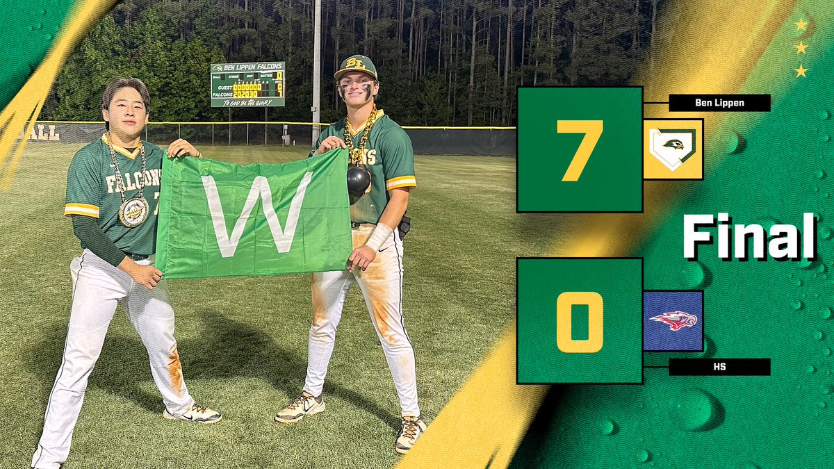 Falcons down Hammond 7-0 to claim a playoff victory. BL will host the Pinewood Prep/Hammond winner on Wednesday.
👉🏻Sean Lee(WP)7.0IP 2H 13K;2-4 3B RBI
⚾️David McElveen 1-2 HR 2RBI
⚾️Mason O’Cain 1-2 2B
⚾️Ty Fajardo 1-2 RBI
⚾️Breon Earle 1-4 RBI