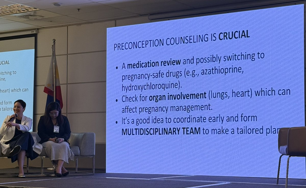 Preconception counseling is crucial in pts with rheumatic dses. 
Remember:
- Do a medication review &amp; if possible, switch to pregnancy-safe drugs
- Check for organ involvement w/c may affect #pregnancy mgt
- Collaborate with OB-GYN
#rheumatology