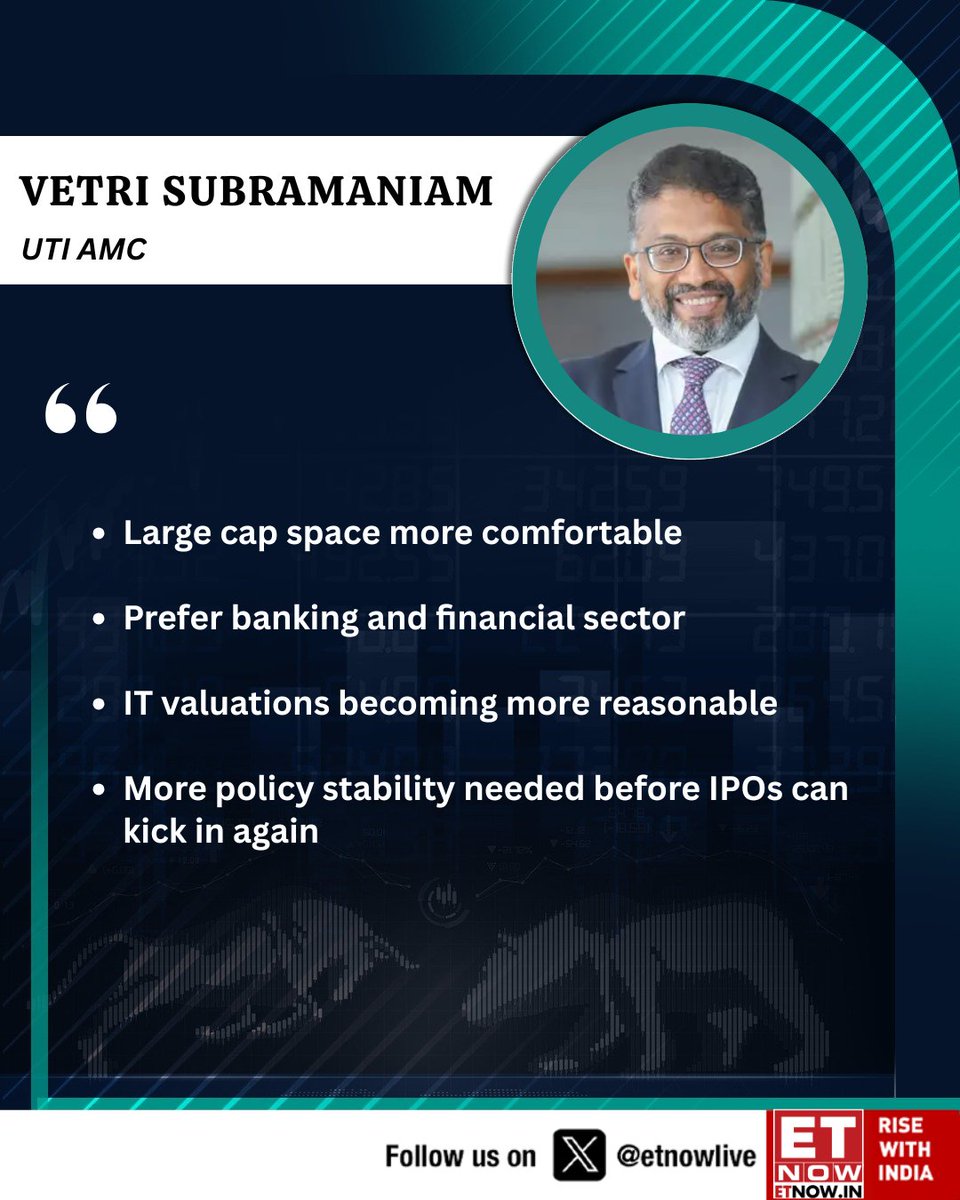 #OnETNOW | "Focus on hybrid funds category to navigate market volatility," says Vetri Subramaniam of UTI AMC

Here are his insights on corporate capex, valuations, segment-wise outlook and more👇 

<a href="/VetriSmv/">Vetri Subramaniam</a> <a href="/utimutualfund/">UTI Mutual Fund</a> #StockMarket #MutualFund