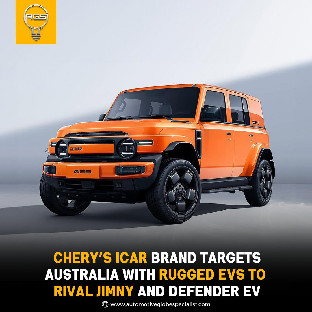 AgsAustralia's tweet photo. Chery’s iCar brand (renamed iCaur abroad) is headed to Australia!
The V23 EV 4x4 rivals the Jimny with AWD, 500km range, V2L tech & boxy looks — starting from just $20k in China.
#iCarV23 #Chery #ElectricSUV #JimnyRival #OffRoadEV #EVnews #AustraliaCars https://t.co/84KkrRgb4G