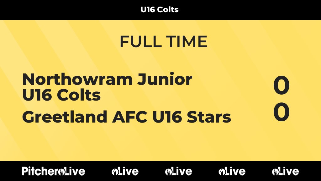 FULL TIME: Northowram Junior U16 Colts 0 - 0 Greetland AFC U16 Stars
#NORGRE #Pitchero
njfc.co.uk/teams/153437/m…
