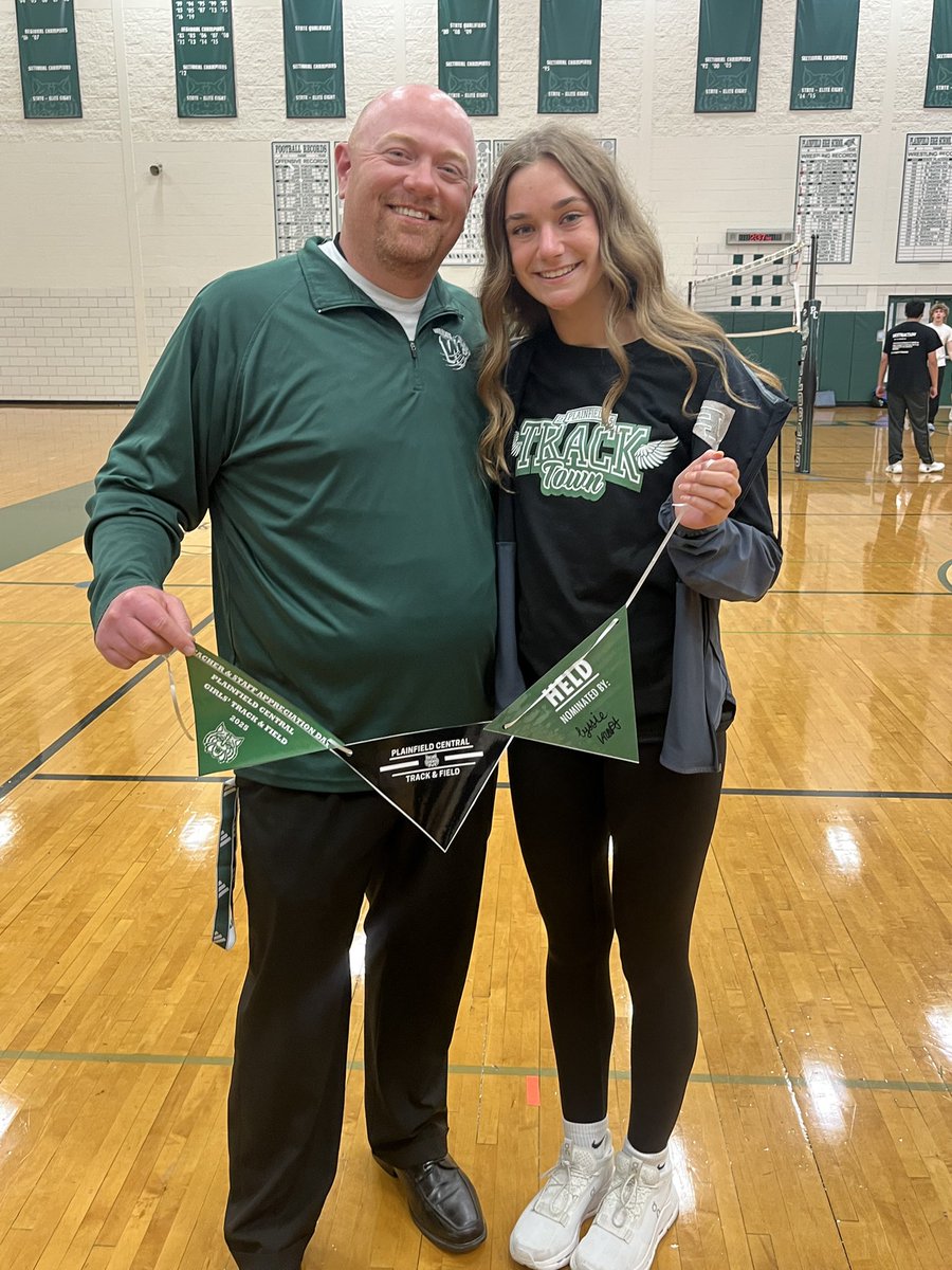 I’m honored to be selected by Alyssa Kraft for Girls Track Teacher Appreciation night! I’m so proud of all your hardwork &amp; dedication. It has led to all your success in athletics &amp; academics! I can’t wait to see what you accomplish next! Thank you Lyssie! It means the world to me