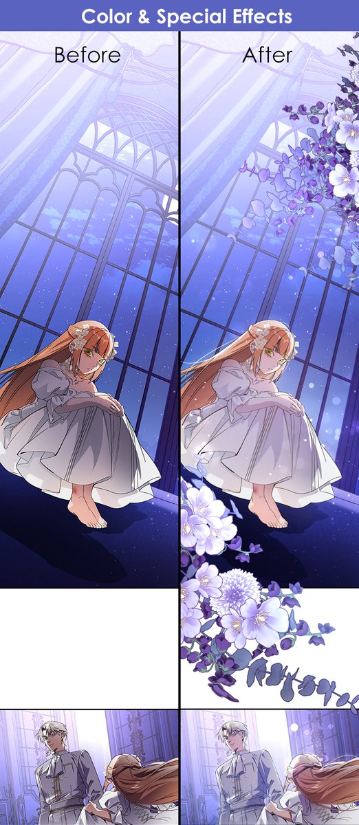 StudioLoze's tweet image. เปิดตัวไปแล้วสำหรับตอน Prologue เรื่อง "ดยุกผู้นี้อยากเป็นพ่อมิใช่เป็นผัว" คราวนี้ทีม LOZE จะมาเปิดเผยขั้นตอนการทำงานบางส่วนค่ะ ภาพแรกเป็นการลงสีและเงาธรรมดาภาพที่สองเป็นการใส่เอฟเฟคสีและการตกแต่งเพื่อปิดงานค่า 😊