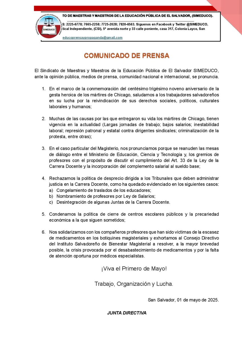 #SIMEDUCO La fecha 1° de mayo se conmemora en todo el mundo para valorar las luchas históricas y los logros de los trabajadores y del movimiento obrero.