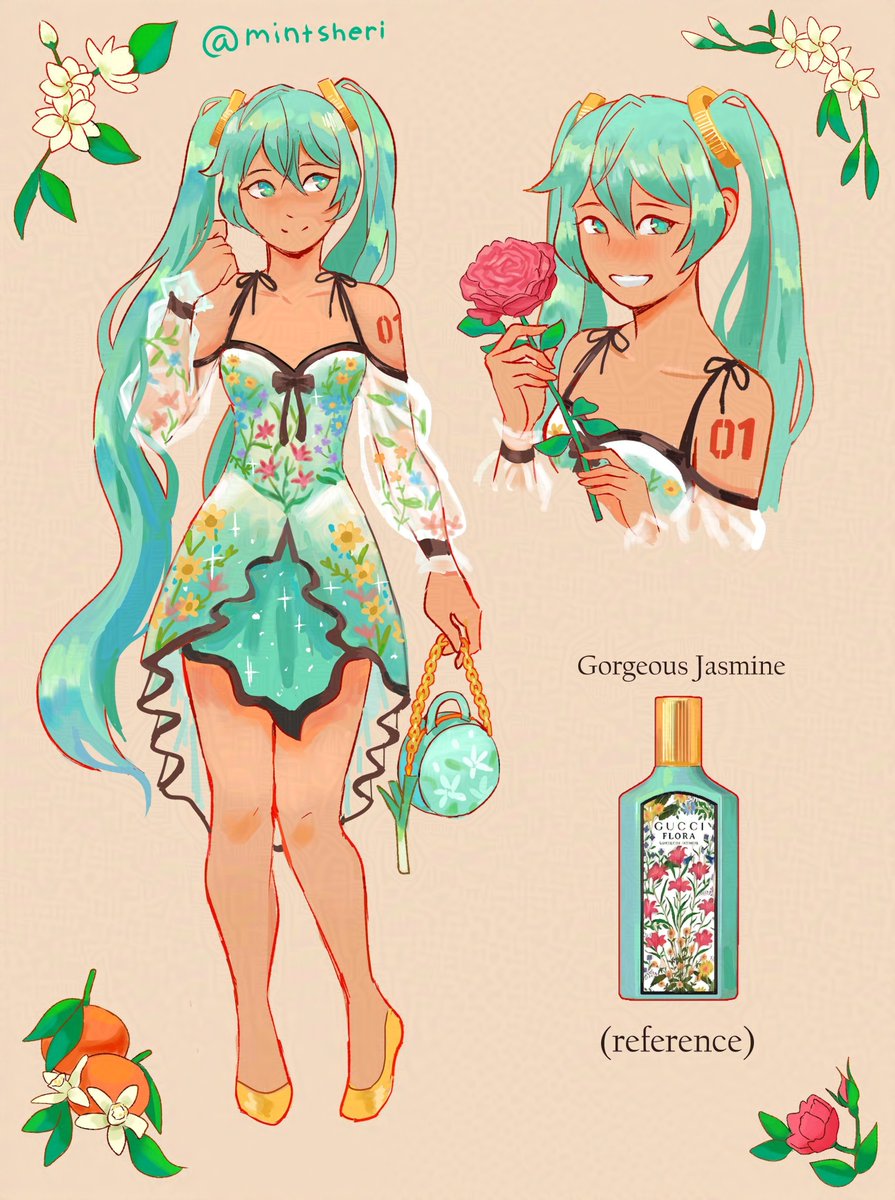 mintsheri's tweet image. Saw a perfume bottle and thought that it would be a nice dress for Miku :3
#HatsuneMiku #vocaloid