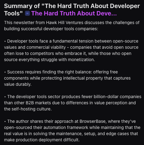 Samir (@heysamir_) on Twitter photo Okay <a href="/Shortwave/">Shortwave | We're Hiring!</a>'s AI email summaries have gotten so good that I now can essentially go full Matrix-style "info upload straight to the brain" with newsletters and sign up for 30+ without getting overwhelmed.
Thanks to <a href="/Noahpinion/">Noah Smith 🐇</a> <a href="/AlexH_Johnson/">Alex Johnson</a> <a href="/emily__man/">Emily Man</a> <a href="/pk_iv/">Paul Klein IV</a> for the awesome Okay <a href="/Shortwave/">Shortwave | We're Hiring!</a>'s AI email summaries have gotten so good that I now can essentially go full Matrix-style "info upload straight to the brain" with newsletters and sign up for 30+ without getting overwhelmed.
Thanks to <a href="/Noahpinion/">Noah Smith 🐇</a> <a href="/AlexH_Johnson/">Alex Johnson</a> <a href="/emily__man/">Emily Man</a> <a href="/pk_iv/">Paul Klein IV</a> for the awesome