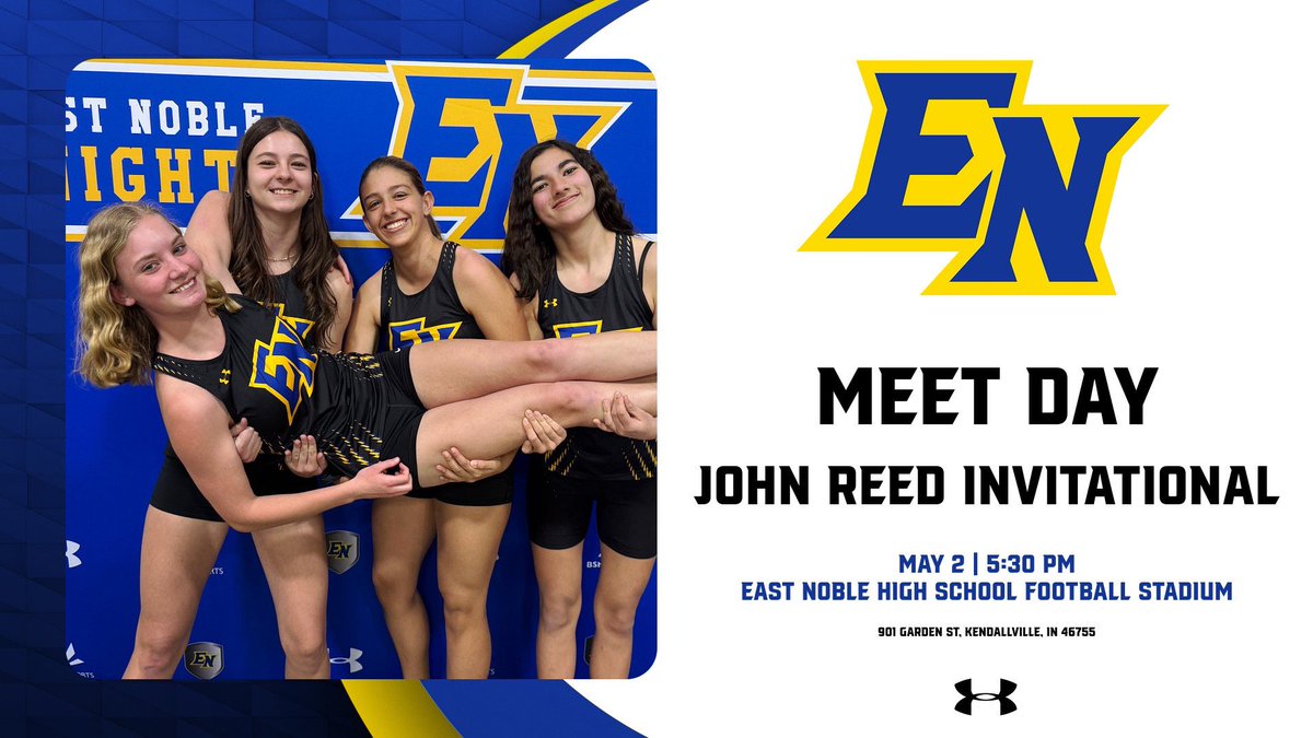 It’s Meet Day! East Noble is hosting the John Reed Invitational this evening! We will recognize our seniors at 5 PM before the meet starts! Go Knights!