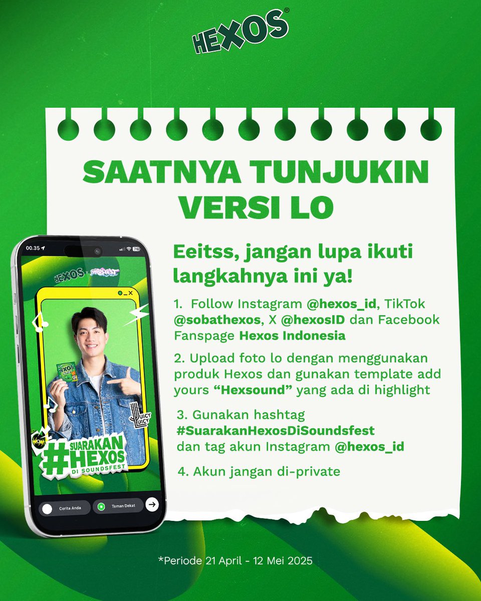 yakin belum ikutan?Jangan ke skip dan nyesel kemudian

Lo bisa IG Live bareng Uan,sing a long bareng Juicy Luicy dan artis lainnya sambil ngonser di Soundsfest Jakarta GRATIS! 

Gas lah guys! 
#Hexos #PermenMintPelegaTenggorokan #SuarakanHexosDiSoundsfest #Soundsfest #KonserMusik