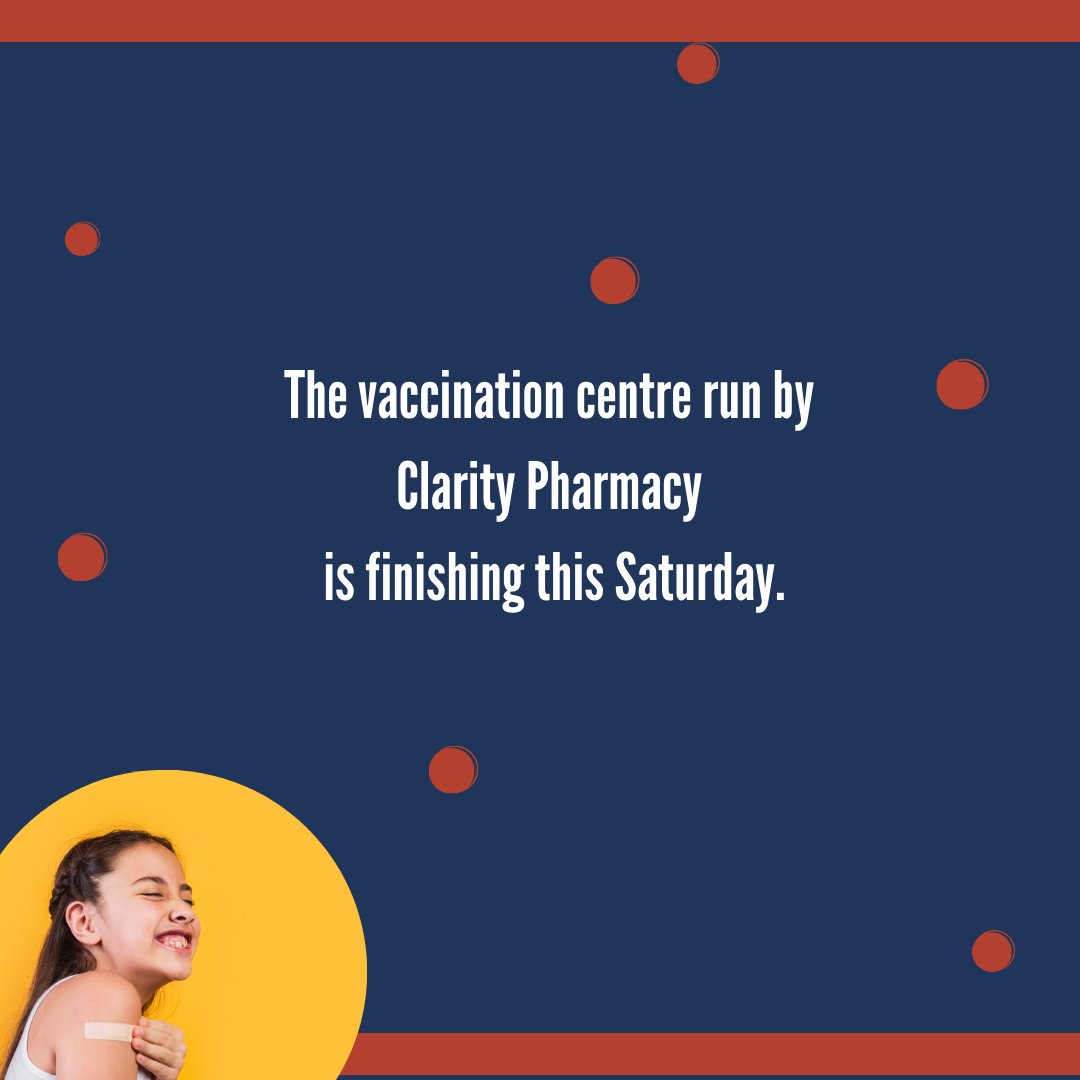 Update: The vaccination centre run by Clarity Pharmacy is finishing this Saturday 🏥

📍Tilling Green Community Centre, Mason Road, Rye, East Sussex, TN31 7BE.