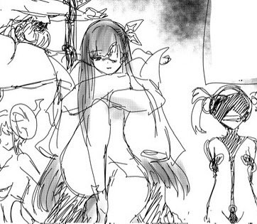 次回女神敗北の、カラーページのラフ画を各ファンサイトにて公開しました。神を憎む白衣の少女に実験と称して?虐げられる『かつて強かった』神々。まだ敗北神の人数は少ないですが次回の試合は神6人、ヴァラノワ6人での試合なので次は一気に3人落ちる事になる 