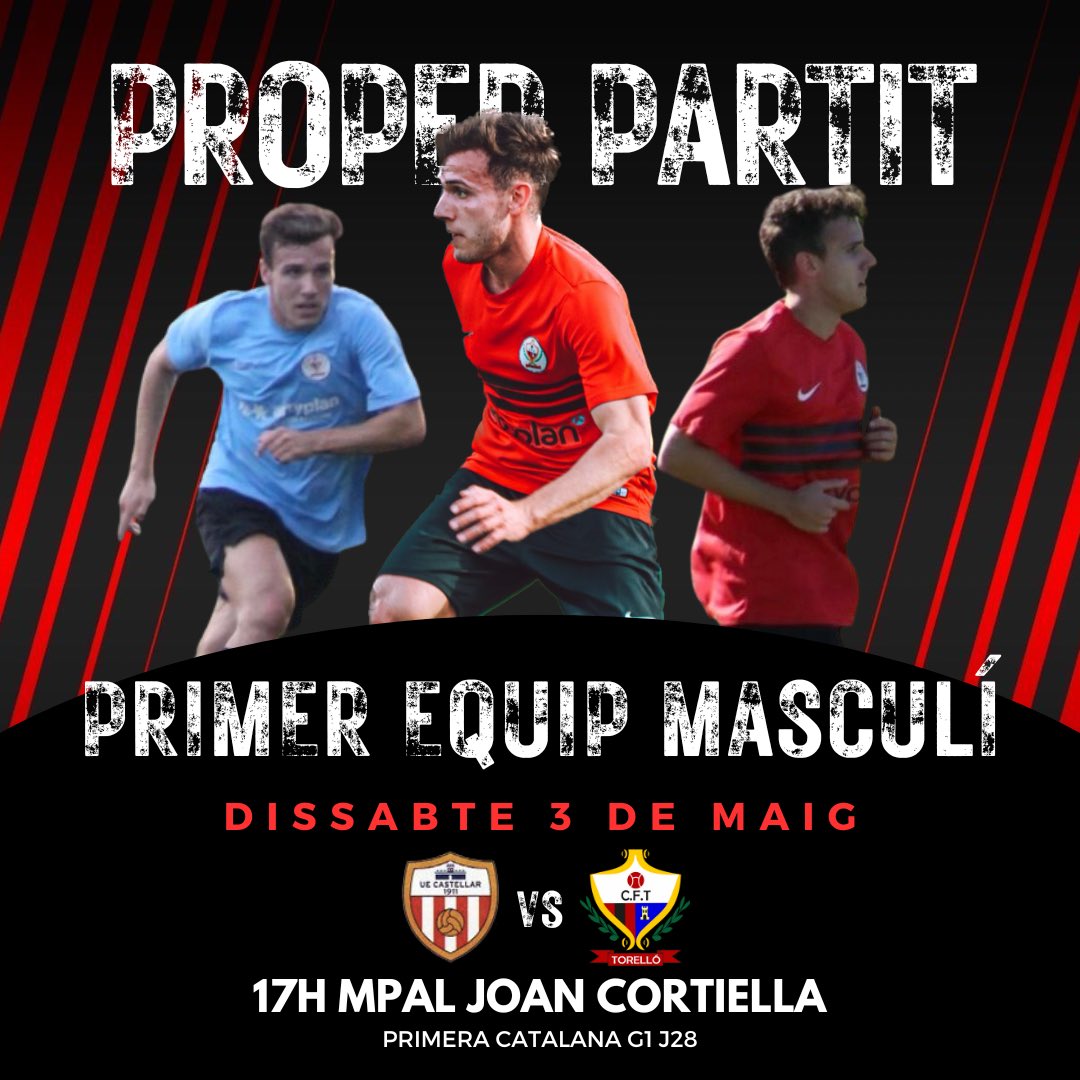 CF.TORELLO (@cftorello) on Twitter photo ðððððð ððððð ððððððÃâœïž
ð <a href="/uecastellar/">UE Castellar</a>
ð¹ïž Jornada 28
ðïž Dissabte 3 de Maig
âïž 17h
ðïž Camp de futbol MPAL Joan Cortiella - Can Serrador
ð Castellar del VallÚs
â€ïžð€ ðððððð ððððð ððððððÃâœïž
ð <a href="/uecastellar/">UE Castellar</a>
ð¹ïž Jornada 28
ðïž Dissabte 3 de Maig
âïž 17h
ðïž Camp de futbol MPAL Joan Cortiella - Can Serrador
ð Castellar del VallÚs
â€ïžð€