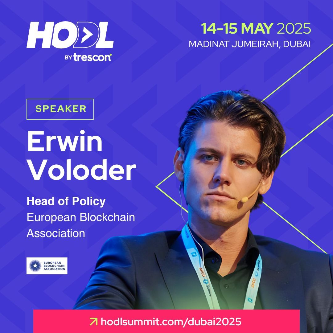 HODLbyTrescon's tweet image. Erwin Voloder, Head of Policy at the @EUBLASORG, joins @HODLbyTrescon 2025 to share global best practices in crypto regulation.

📍 14–15 May | Madinat Jumeirah, Dubai

Book now: hubs.li/Q03kMXXd0

#Beyondblockchain #HODL2025 #Blockchain #Web3 #DeFi