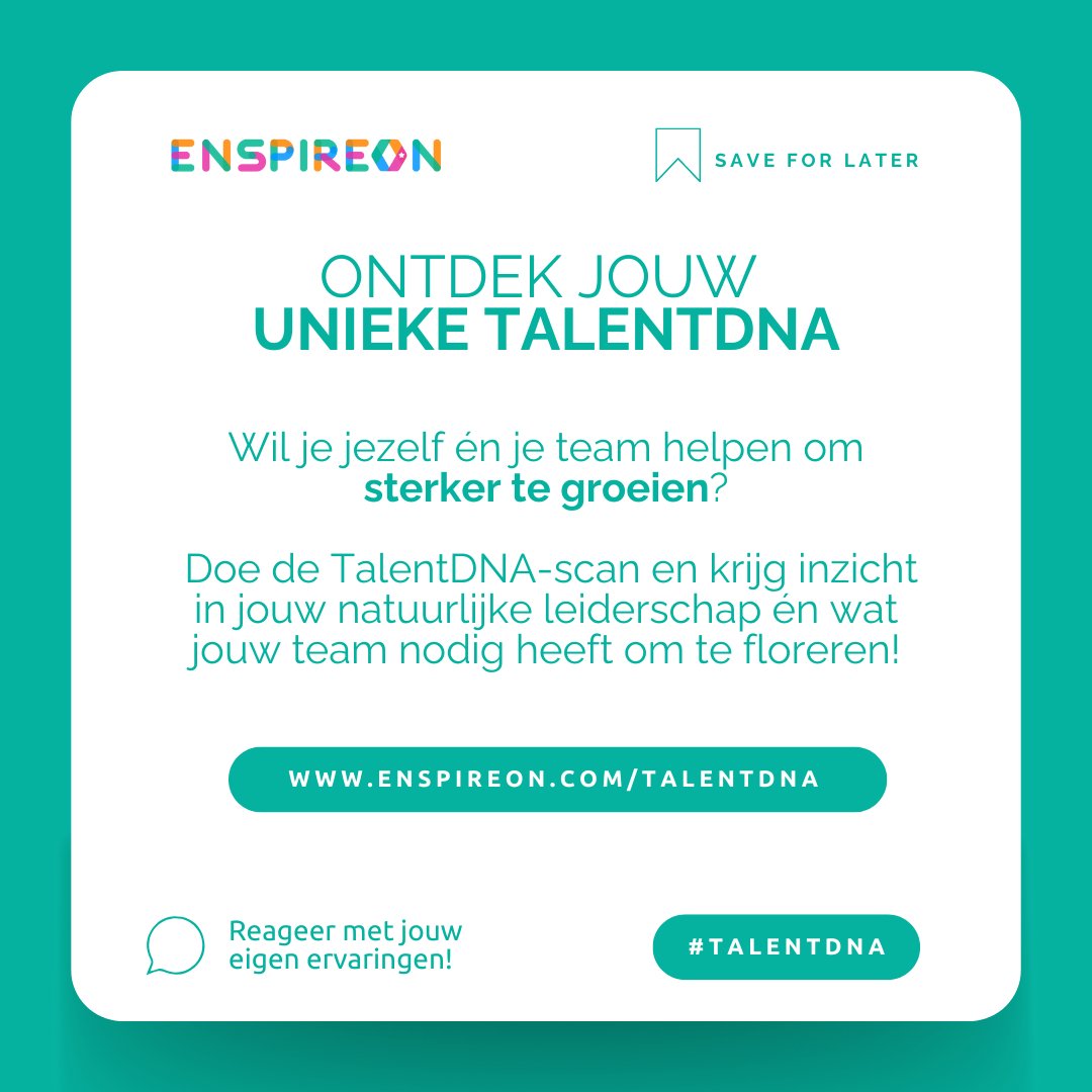 enspireon_com's tweet photo. Feedback die past bij wie iemand écht is: dát maakt het verschil.

Ontdek wat de TalentDNA-scan jou en je team kan opleveren.

👉 https://t.co/rQOlDLKzld

#TalentDNA #teamgroei #persoonlijkeontwikkeling https://t.co/wkAMi8GFev