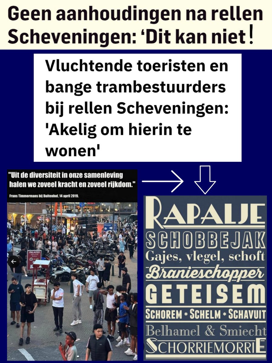 TonyHellings's tweet photo. Geen enkele arrestatie na rellen #Schevenigen! Een enorme blamage voor Burgemeester van #Zanen en de #politie!
We hadden trouwens WEER te maken met de #verrijking van #Timmermans, waar hij zo trots op is. De media benoemen dit vreselijke probleem natuurlijk niet. Linkse losers! https://t.co/1DYtsCL9ZY