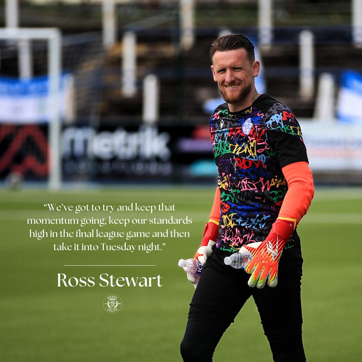 OfficialQosFC's tweet photo. ๐๏ธ Ross Stewart wants to keep the winning streak alive ahead of the play-offs next week.
Watch the goalkeeperโs full interview from last weekend here >>> https://t.co/N7bpDyNLA5
#ARBQOS | #League1 | #TheDoonhamers https://t.co/shd4DFyuYf