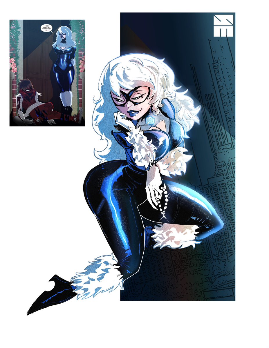Duckman_1337's tweet image. I blacked out and rendered a Black Cat sketch
