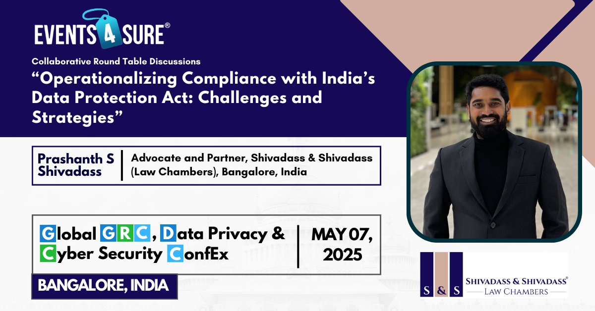 ⏳ Only 5 Days to Go!

🎤Speaker Spotlight: We’re thrilled to welcome Prashanth Shivadass, Advocate &amp; Partner at Shivadass &amp; Shivadass, to the stage at the Global GRC, Data Privacy &amp; Cybersecurity ConfEx in Bangalore!

#GRCConfExBangalore #Exterro #RiskManagement