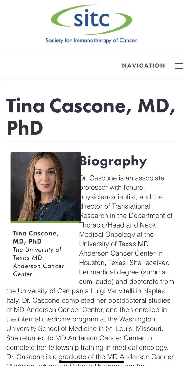 Patrick Forde (@fordepatrick) on Twitter photo My strongest support for Dr. Tina Cascone MD PhD who has been nominated for the <a href="/sitcancer/">Society for Immunotherapy of Cancer</a> board of directors election! She is a truly outstanding physician scientist, generous collaborator, leader in SITC and great human being! Please vote! sitcancer.org/membership/202… My strongest support for Dr. Tina Cascone MD PhD who has been nominated for the <a href="/sitcancer/">Society for Immunotherapy of Cancer</a> board of directors election! She is a truly outstanding physician scientist, generous collaborator, leader in SITC and great human being! Please vote! sitcancer.org/membership/202…