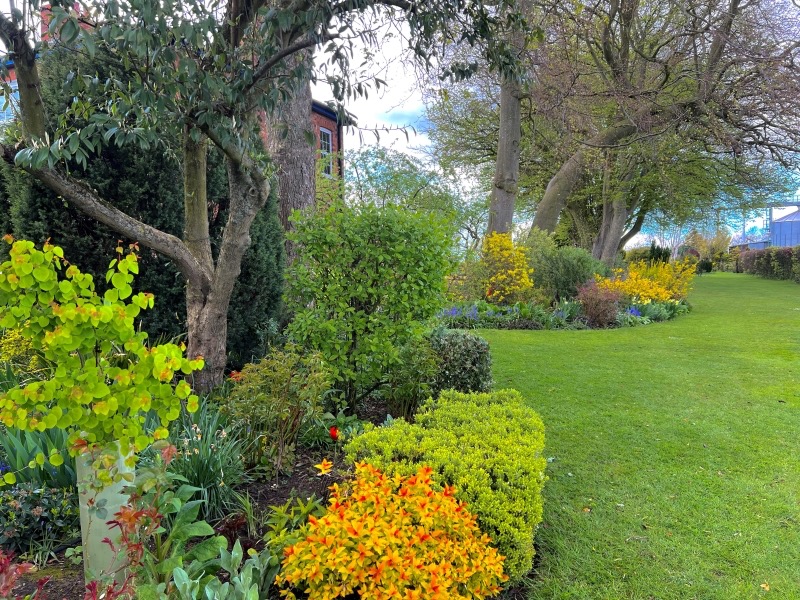 OPEN 4TH MAY 11-5pm
Dunholme Lodge, LN2 3QA. Five acre garden mature trees, bulbs,ferns, shrubs, roses, natural pond, wisteria,wildflower walk, orchard, vegetable garden. Young arboretum. RAF Dunholme Lodge Museum &amp; War Memorial. Craft stalls. Ukulele Band. Vintage vehicles