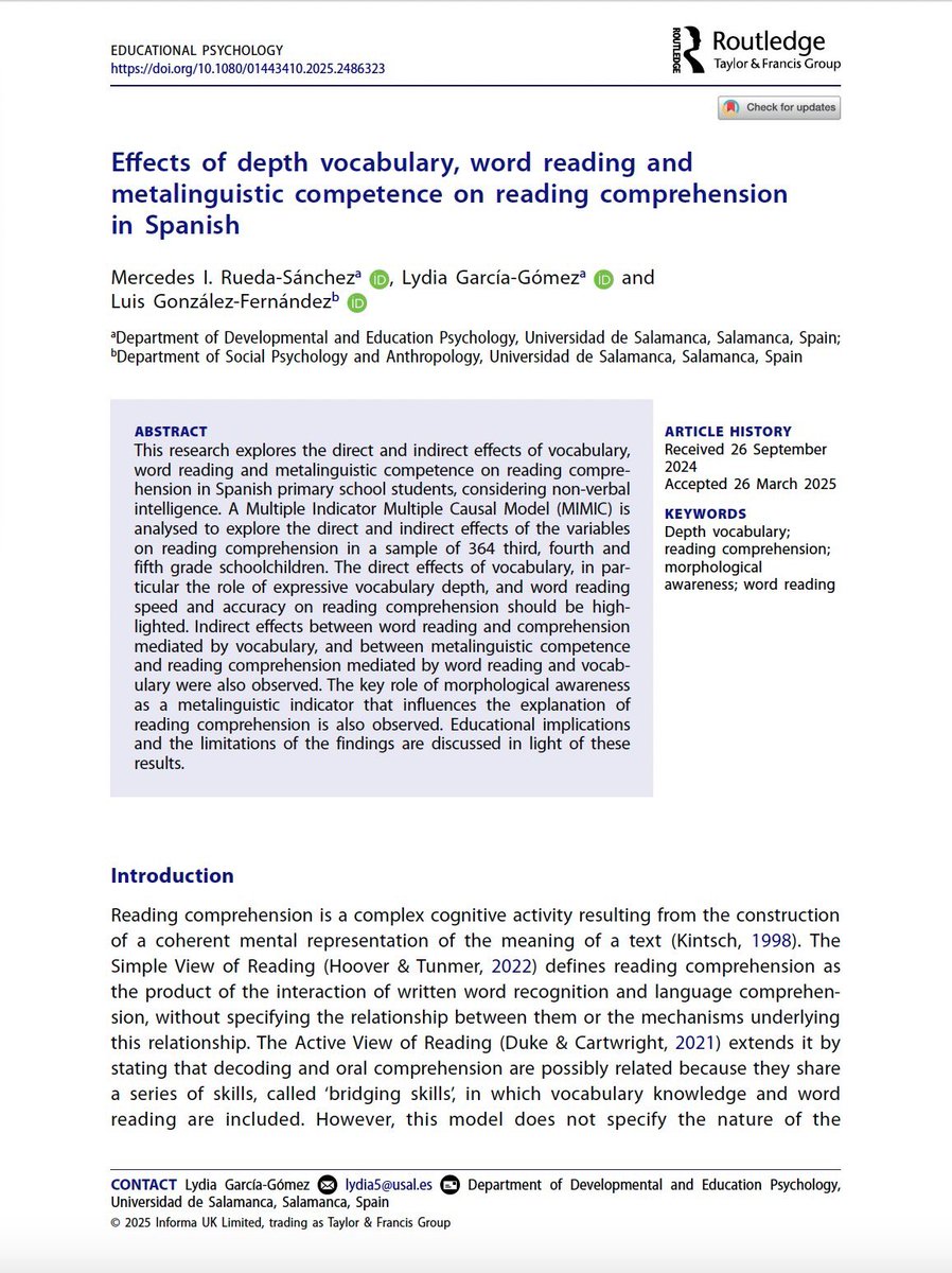 Esperamos que os resulte de interés el siguiente estudio. <a href="/PsicologiaUSAL/">Psicología USAL</a> <a href="/DisfamSalamanca/">Disfam Salamanca</a> <a href="/Disfam/">DISFAM</a> <a href="/fedisorg/">Federación Española de Dislexia</a> 
tandfonline.com/eprint/PXBRCRD…