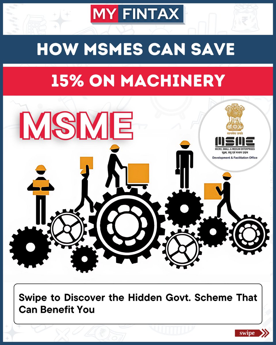 myfintax's tweet image. 🌟Here’s the Scheme That Can Save You 15% on Machinery!🌟

#GovernmentSchemes #MSME #CLCSS #BusinessGrowth #ManufacturingSupport #SubsidyScheme #MakeInIndia #SmallBusinessFinance #MachineryUpgrade #FinancialSupport #myfintax #casurajsoni