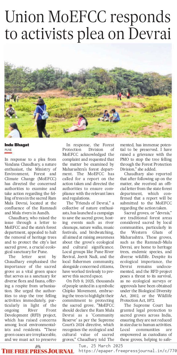 rammuladevrai's tweet image. Will @PMCPune &amp;amp; @pcmcindiagovin come forward to realize this &quot;community reserve&quot; status under joint forest management? #Pune #SaveRamMulaDevrai @vandymini #RFD

@ndtv @down2earthindia @Aditi_Shekar @ShreyasVange  @indu_bhagat  @JamwalNidhi @printmag @guardiannews @MongabayOrg