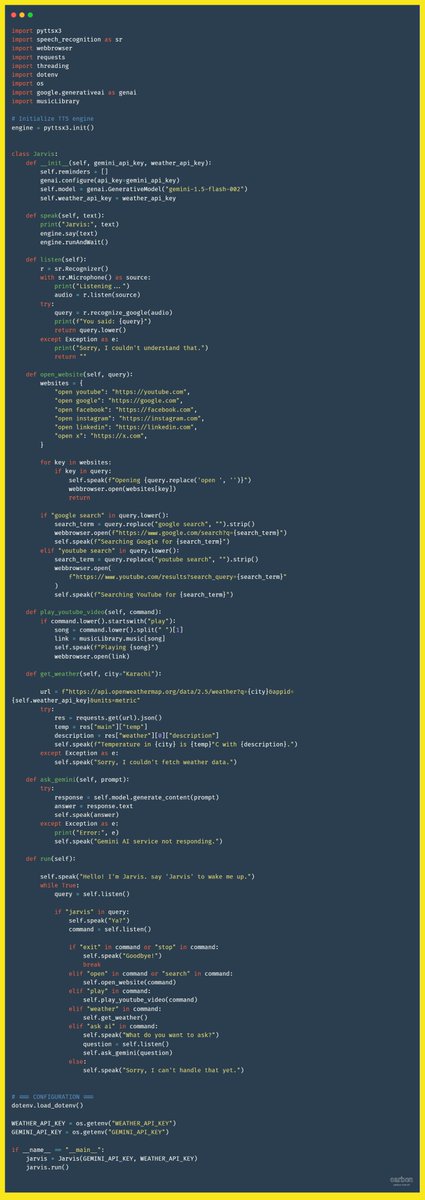 hasnainXdev's tweet image. ✅ Just completed my Class 7 assignment! sir @0xAsharib ❤
Staying consistent, one step at a time 💪📚
using the OOPS principle I created a intermediate level jarvis.
#StudentLife #AssignmentDone #ProductiveDa