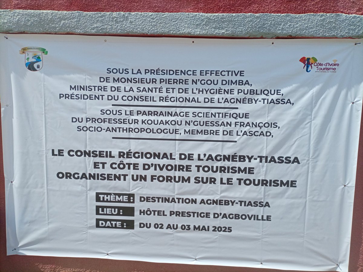 La 3è édition du FORUM RÉGIONAL SUR LE TOURISME qui a pour thème : ''Destination Agneby-Tiassa '' se tiendra du 02 au 03 Mai à Agboville.
Côte d'Ivoire Tourisme #tourisme #destination #Agboville #culture #Agnebytiassa