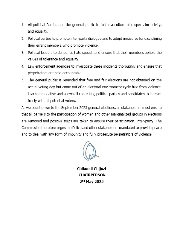 UPHOLDING ELECTORAL INTEGRITY: CONDEMNING ELECTORAL VIOLENCE AND SYSTEMIC DISCRIMINATION AGAINST FEMALE CANDIDATES AND OTHER MARGINALISED GROUPS IN THE DEMOCRATIC PROCESSES