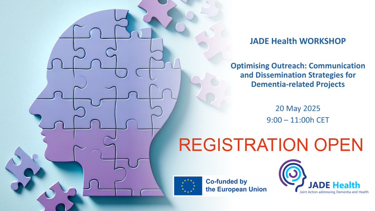 Interested in communication on dementia care, innovation, and support? Join us at the 20th May workshop: Optimising Outreach-Communication and Dissemination Strategies for Dementia-related projects. Check the agenda and register 👉jadementia.eu/news/newsdetai…
<a href="/EU_Health/">EU One Health</a>  <a href="/EU_HaDEA/">HaDEA</a>