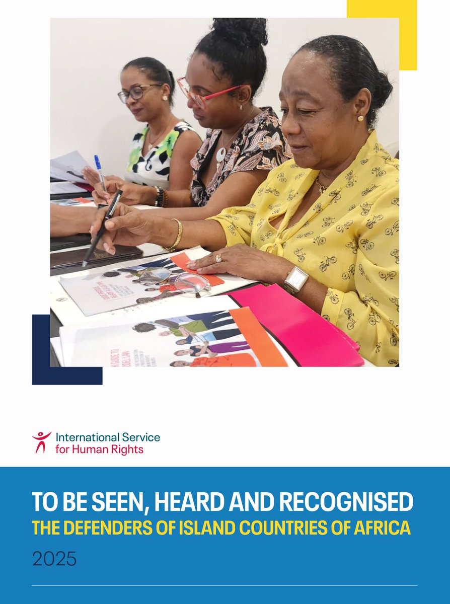 New ISHR report on #defenders from African island countries 🚨
From navigating complex legal systems to challenging restrictive policies, they are leading courageous efforts to protect civic space. This report highlights their stories and needs.
╰┈➤ ishr.ch/defenders-tool…