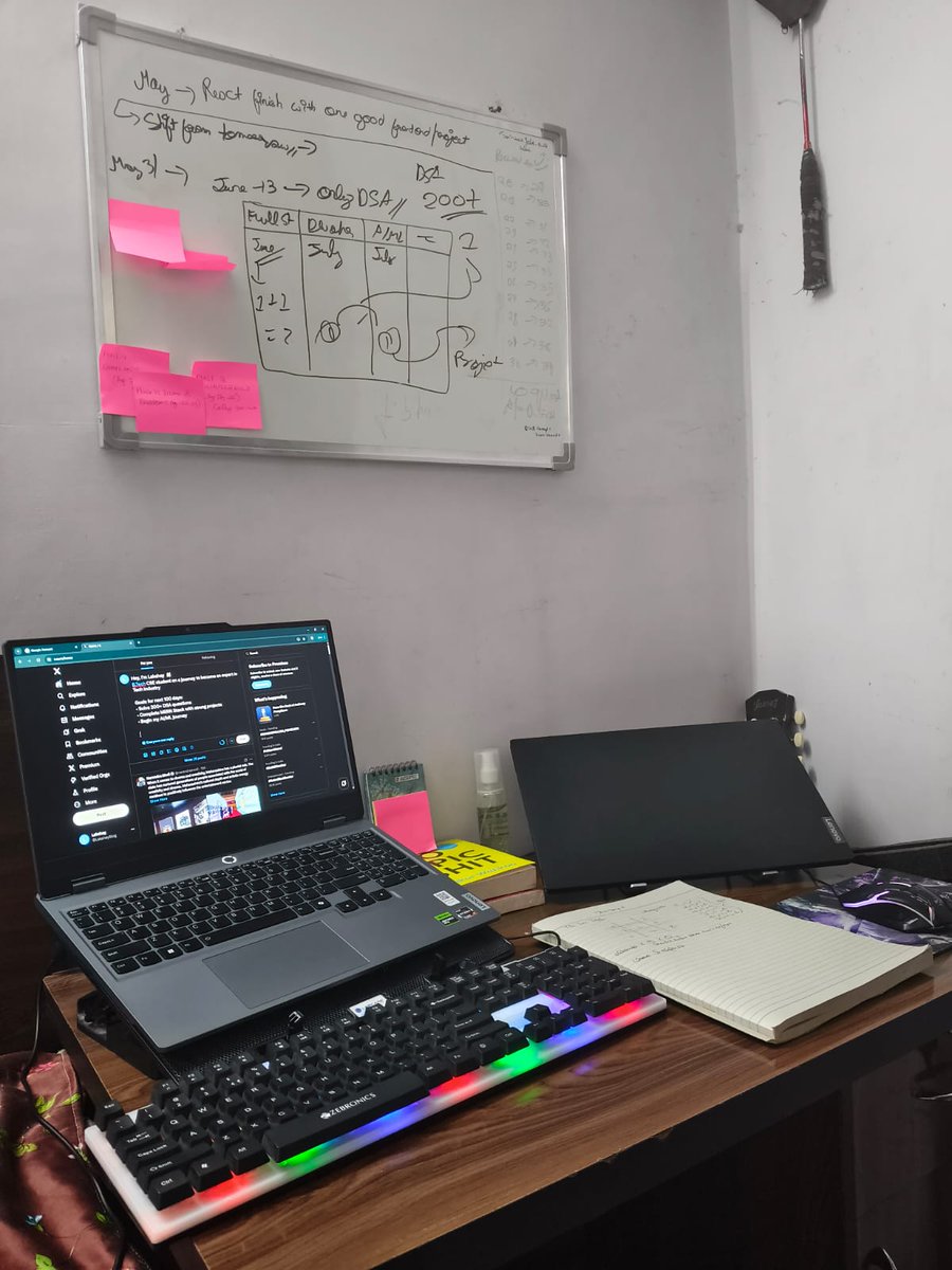 LakshayINcode's tweet image. Hey, I'm Lakshay 👋🏼
B.Tech CSE student on a journey to become an expert in Tech Industry
Goals for next 100 days:
• Solve 200+ DSA questions
• Complete MERN Stack with strong projects
• Begin my AI/ML journey