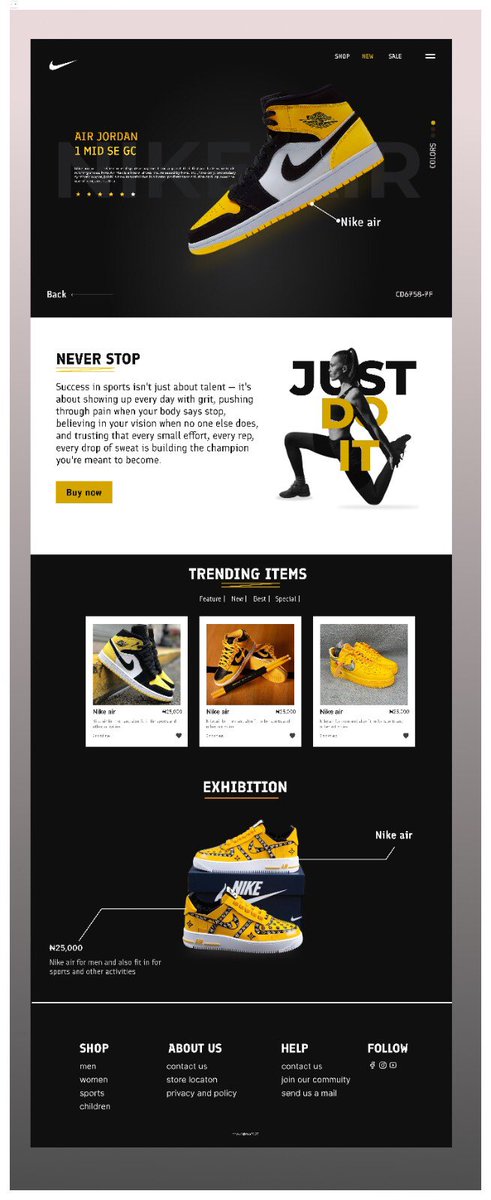 Dembabadrmz's tweet photo. Day 2 : Nike landing page 
Guys what do we think about this landing page 
✨✨✨ https://t.co/dXhXGNUx7c