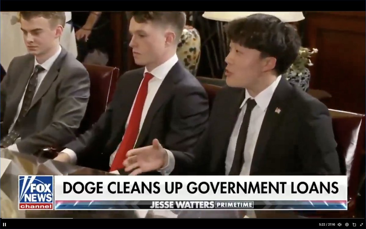 PiperK's tweet photo. This is DOGE. In the middle is the new head of the U.S. Institute of Peace. On the left is "Big Balls." The young man on the right dropped out of college. https://t.co/hPTbMuplcM