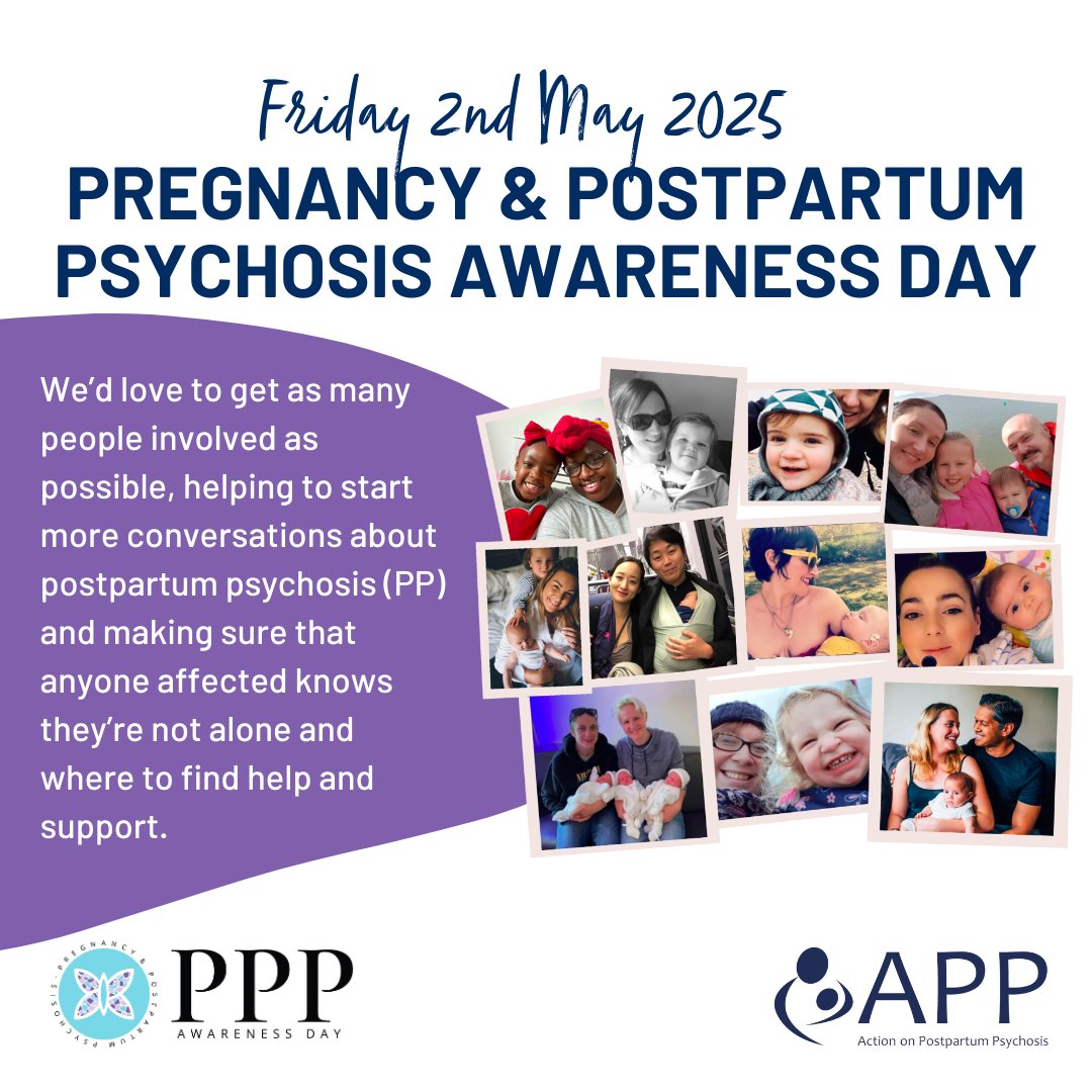 It's Pregnancy and Postpartum Psychosis Awareness Day. 

We’re joining #PPPAwarenessDay to raise awareness around postpartum psychosis and perinatal mental health.

💜 We’re here with help and support: ActionOnPP.org