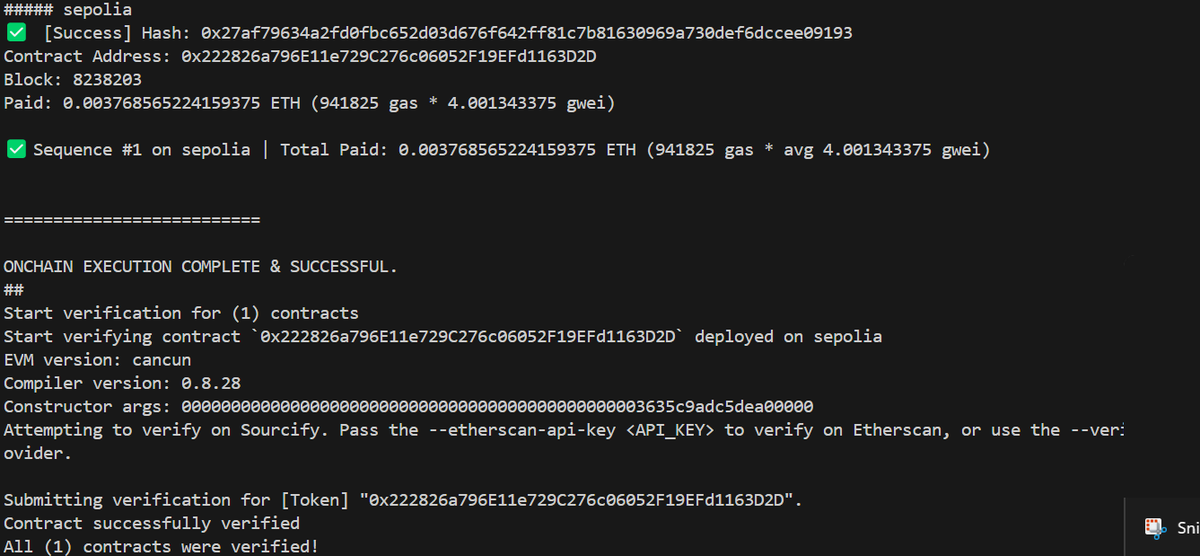 0xkelechii's tweet photo. Just deployed my erc-20 token on the #sepoliatestnet . Thank you @PatrickAlphaC @CyfrinUpdraft for the lessons. https://t.co/9zn6kZCjXC