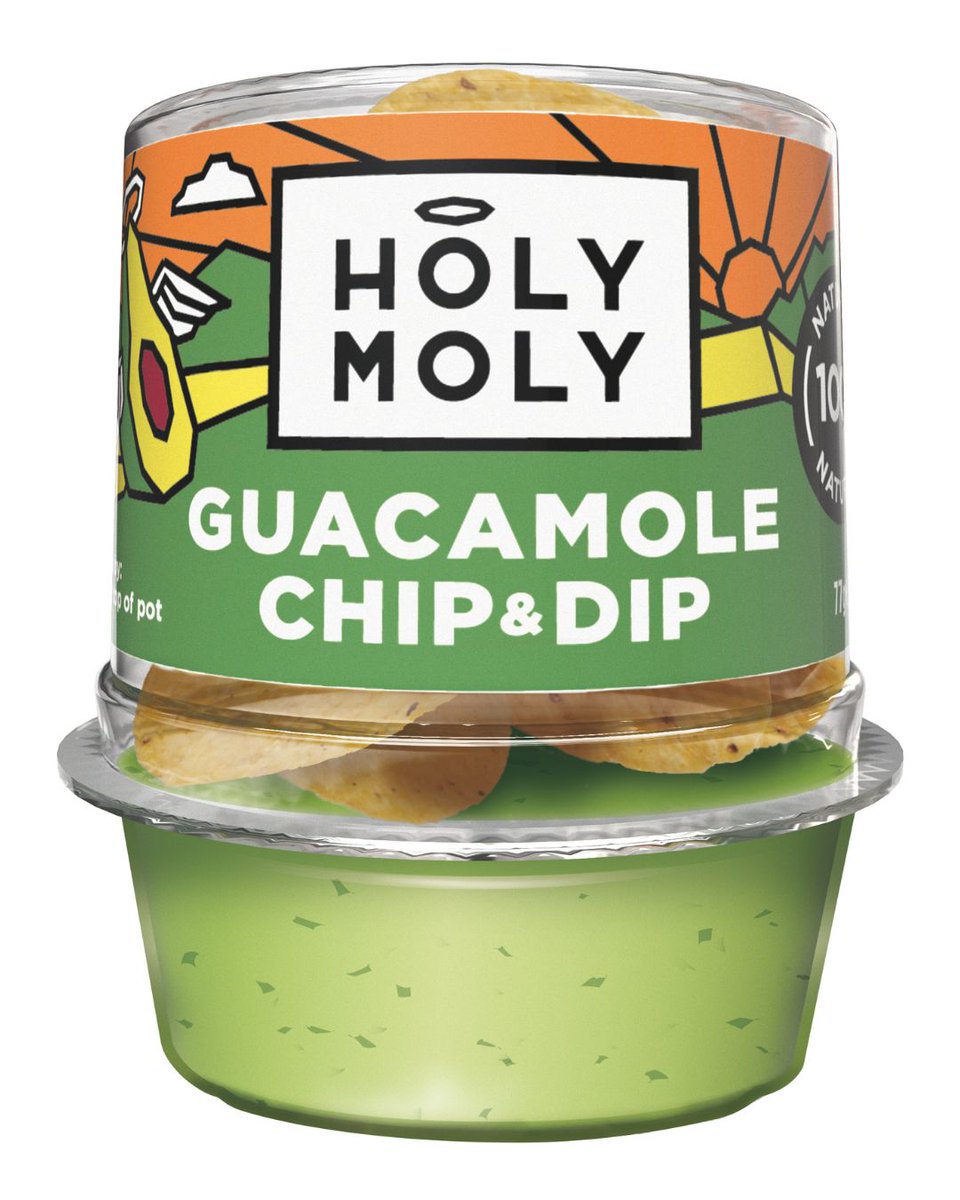 TheGrocer's tweet photo. NEW 🥑 Dips
Holy Moly to launch new on-the-go Guacamole Chip & Dip
Available in Sainsbury’s now for £1.85 and as part of the meal deal. Also coming soon to WHSmith Travel stores and onboard LNER trains https://t.co/w1ezXref8m